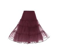 DRESSTELLS 50s Petticoat Skirts, Women Vintage Tutu Underkirt, Party Pinup Rockabilly Midi Audrey Hepburn Crinoline, Puffy Tulle Half Slip Burgundy M