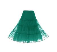 DRESSTELLS 50s Petticoats Skirt, Women Vintage Plus Size Audrey Hepburn Tutu Underkirts, 1950s Pinup Rockabilly Crinoline, Retro Tulle Half Slip Dark Green XL
