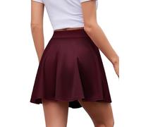 DRESSTELLS Casual Versatile A-line Basic Stretchy Flared Skater Mini Skirt Burgundy M
