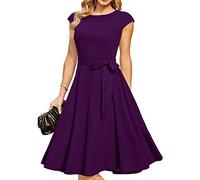 DRESSTELLS Cocktail Dress for Women, Spring Formal Wedding Guest Mother Bride Graduation Evening Prom Tea Party Casual Dress 2026 Grape S