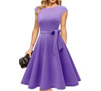 DRESSTELLS Cocktail Dresses for Women UK, Summer Formal Wedding Guest Graduation Prom Vintage Tea Party Modest Casual Dress 2026 Lavender L