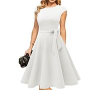 DRESSTELLS Cocktail Dresses for Women UK, White Formal Party Graduation Prom Evening Wedding Guest Church Casual Ladies Dress 2026 White M
