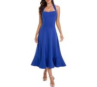 DRESSTELLS Cocktail Dresses for Women Vintage 2025 Summer Evening Club Bridesmaid Petite Formal Wedding Aline Split Dress RoyalBlue S