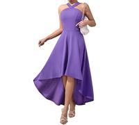 DRESSTELLS Lavender Formal Wedding Guest Dresses for Women UK, Bridesmaid Halter Party Evening Dress High Low Ladies Teens Prom Dress 2025 Lavender XL