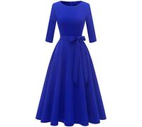 DRESSTELLS Royal Blue Cocktail Dresses, Formal Wedding Guest Tea Party Long Sleeve Mother of Bride Dress Church Prom Evening Gown Gala Modest A line Swing 1950s Retro Vingtage, Royal Blue XL