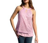 DRESSTELLS Sequin Top for Women UK Halter Neck Vest Ladies Tops Night Out Summer Tank Top Sexy Sparkly Glitter Camisole Beach Party Clubbing Sleeveless Shirts Blush XL