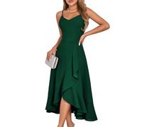 DRESSTELLS Women's Cocktail Dress for Wedding Guest, Aline Fit Flare Formal Church Vintage Tea Party Ruffle Emeraid Dresses Dark Green M