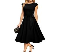 DRESSTELLS Women's Cocktail Dresses for Formal Wedding Guest, Formal Evening Party Vintage Church Prom Bridesmaid Casual Funeral Dress, Summer 2026 Black L