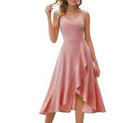 DRESSTELLS Women's Cocktail Dresses, Formal Wedding Guest Vintage Tea Party Homecoming Prom Flowy Sleeveless Midi Petite Dress for Teens Blush S