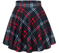 DRESSTELLS Women's Mini Pleated Tennis Skirt Aline School Girl High Waisted Basic Casual Party Skater Skirt Ladies Flared Golf Short Skirt Red White Grid L