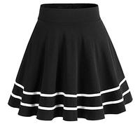 DRESSTELLS Women's Mini Pleated Tennis Skirt Aline School Girl High Waisted Basic Casual Party Skater Skirt Ladies Flared Golf Short Skirt Black-White M