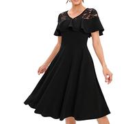 DRESSTELLS Women's Wedding Guest Bridesmaid Formal Cocktail Lace Dress | Ruffle Sleeves for Cocktail Party, Mother of the Bride dresses, Evening Gown, Empire Waist for Homecoming and Prom 2026