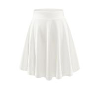DRESSTELLS Women's White Mini Pleated Tennis Skirt Aline School Girl High Waisted Basic Casual Party Skater Skirt Ladies Flared Golf Short Skirt White-Midi XL