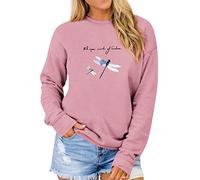 Dresswel Damen Whisper Words of Wisdom Dragonfly Sweatshirt Long Sleeve Pullover Tops Jumper Blouse Shirt Pink