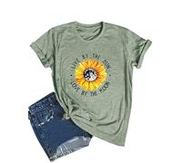 Dresswel Live by The Sun Love by The Moon T-Shirt Women Sunflower Print T Shirts Ladies Tee Tops