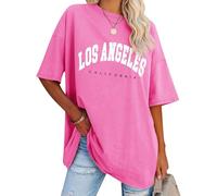 Dresswel Oversized T Shirt for Women Los Angeles California Graphic Print Women's T-Shirts Summer Oversize Tops Crew Neck Short Sleeve Plus Size Tee Shirts