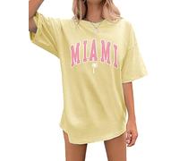 Dresswel Oversized T Shirts for Women California Tropical Graphic Print Vacation Tshirt Womens Summer Tops Crew Neck Short Sleeve Oversize Casual Loose Tees for Teens Girls