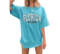 Dresswel Oversized T Shirts for Women California Tropical Graphic Print Vacation Tshirt Womens Summer Tops Crew Neck Short Sleeve Oversize Casual Loose Tees for Teens Girls