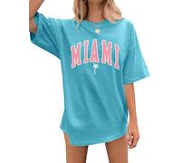 Dresswel Oversized T Shirts for Women California Tropical Graphic Print Vacation Tshirt Womens Summer Tops Crew Neck Short Sleeve Oversize Casual Loose Tees for Teens Girls