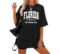 Dresswel Oversized T Shirts for Women Florida Tropical Palm Graphic Print Vacation Tshirt Womens Summer Tops Crew Neck Short Sleeve Oversize Casual Loose Tees for Teens Girls