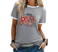 Dresswel T Shirts for Women UK Vintage Botanical Floral T-Shirt Wildflower Positive Quote Graphic Tees Crewneck Short Sleeve Summer Tee Tops for Garden Lovers