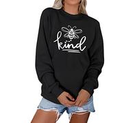 Dresswel Women Bee Kind Sweatshirt Pullover Crew Neck Long Sleeve Tops Bee Graphic Jumpers Blouse