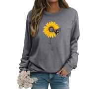 Dresswel Women Bee Kind Sweatshirt Pullover Crew Neck Long Sleeve Tops Bee Graphic Jumpers Blouse