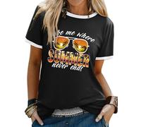 Dresswel Women Bring On The Sunshine T-Shirt Rainbow Graphic Tshirts Tops