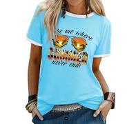 Dresswel Women Bring On The Sunshine T-Shirt Rainbow Graphic Tshirts Tops