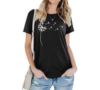 Dresswel Women Dandelion Graphic Printed T-Shirt Short Sleeve Ladies Summer Tops Basic Tee Shirts