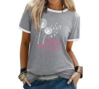 Dresswel Women Dandelion T-Shirt Spread Kindness Graphic Print Inspirational Tee Shirts Crew Neck Short Sleeve Summer Tops