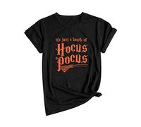 Dresswel Women Its Just A Bunch of Hocus Pocus T Shirt Halloween Shirt Crew Neck Short Sleeves Tops