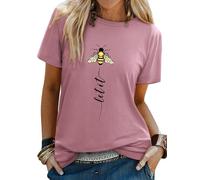 Dresswel Women Let It Be T-Shirt Ladies Bee Graphic Shirt Crew Neck Short Sleeve Summer Tee Tops