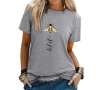 Dresswel Women Let It Be T-Shirt Ladies Bee Graphic Shirt Crew Neck Short Sleeve Summer Tee Tops