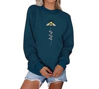 Dresswel Women Let It Bee Sweatshirt Bee Keepers Pullover Crew Neck Long Sleeve Tops Jumpers Blouse Blue