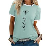 Dresswel Women Let It Bee T-Shirt Ladies Bee Graphic Shirt Crew Neck Short Sleeve Summer Tee Tops