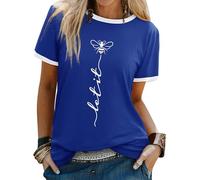 Dresswel Women Let It Bee T-Shirt Ladies Bee Graphic Shirt Crew Neck Short Sleeve Summer Tee Tops