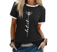 Dresswel Women Let It Bee T-Shirt Ladies Bee Graphic Shirt Crew Neck Short Sleeve Summer Tee Tops