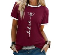 Dresswel Women Let It Bee T-Shirt Ladies Bee Graphic Shirt Crew Neck Short Sleeve Summer Tee Tops