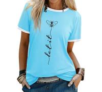 Dresswel Women Let It Bee T-Shirt Ladies Bee Graphic Shirt Crew Neck Short Sleeve Summer Tee Tops