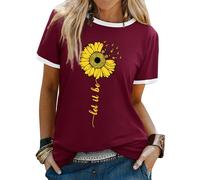 Dresswel Women Let It Bee T-Shirt Ladies Sunflower Bee Graphic Shirt Crew Neck Short Sleeve Summer Tee Tops
