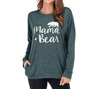 Dresswel Women Mama Bear Sweatshirt Pullover Crew Neck Long Sleeve Tops Jumpers Blouse with Pockets