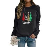 Dresswel Women Merry Christmas Jumper Christmas Tree Sweatshirt Xmas Pullover Long Sleeve Tops Blouse