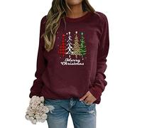 Dresswel Women Merry Christmas Jumper Christmas Tree Sweatshirt Xmas Pullover Long Sleeve Tops Blouse