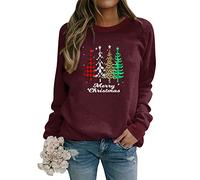 Dresswel Women Merry Christmas Jumper Christmas Tree Sweatshirt Xmas Pullover Long Sleeve Tops Blouse