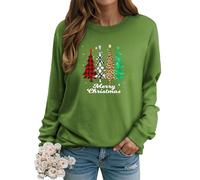Dresswel Women Merry Christmas Jumper Christmas Tree Sweatshirt Xmas Pullover Long Sleeve Tops Blouse