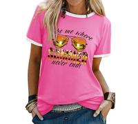 Dresswel Women Take Me Where Summer Never Ends T-Shirt Vintage Palm Graphic Print Short Sleeve Crew Neck Tee Shirts Ladies Summer Tops