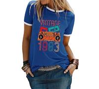 Dresswel Women Vintage 1983 T-Shirt 40th Birthday Gifts Crew Neck Short Sleeve Tee Tops Retro Classic T Shirts