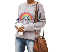 Dresswel Women You are My Sunshine Rainbow Sweatshirt Pullover Crew Neck Long Sleeve Tops Jumpers