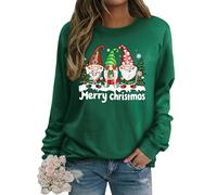 Dresswel Womens Merry Christmas Jumpers Funny Gnome Dwarfs Xmas Sweatshirts